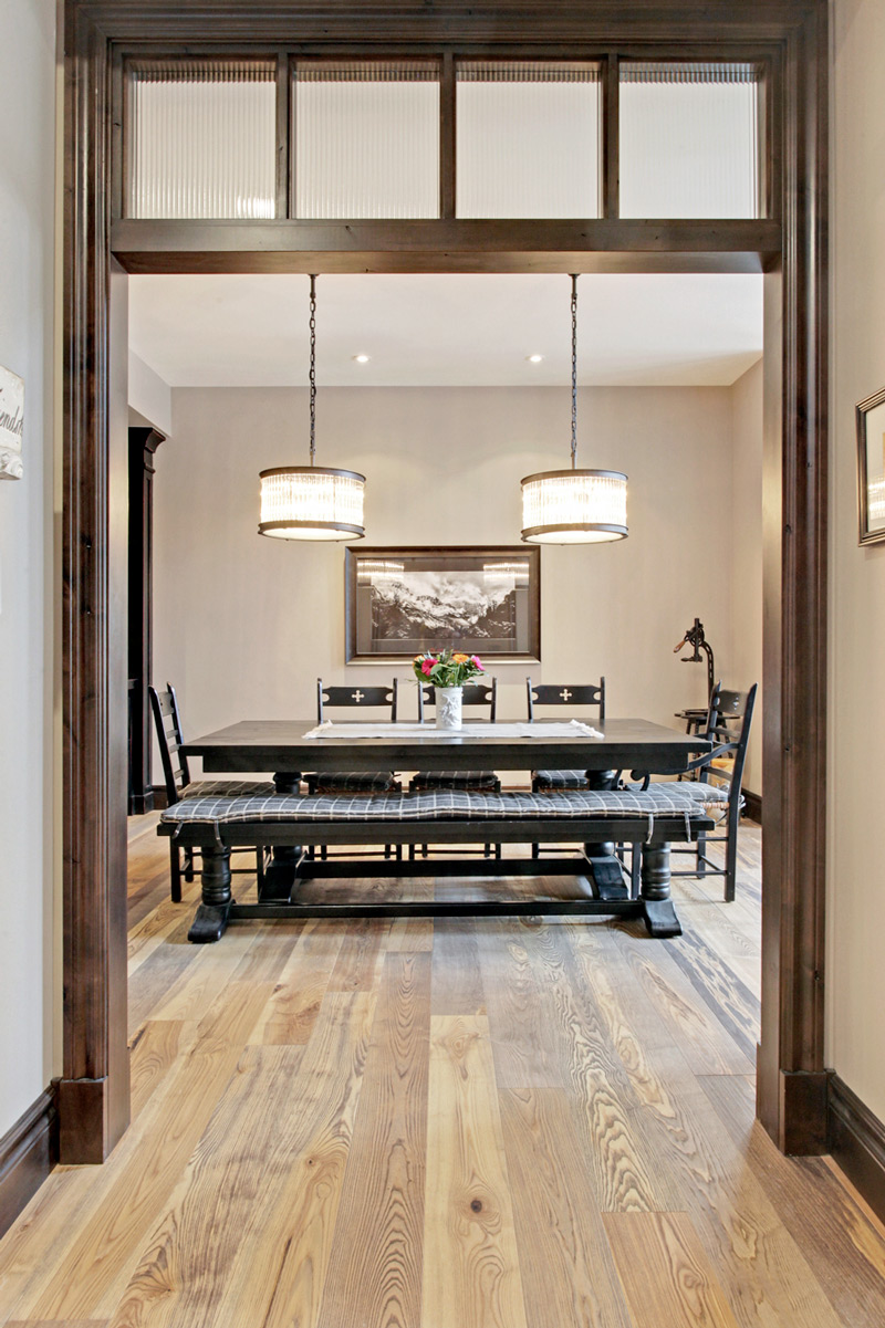 Elegant Dining Room entry by a renowned New Home Designer in Calgary.