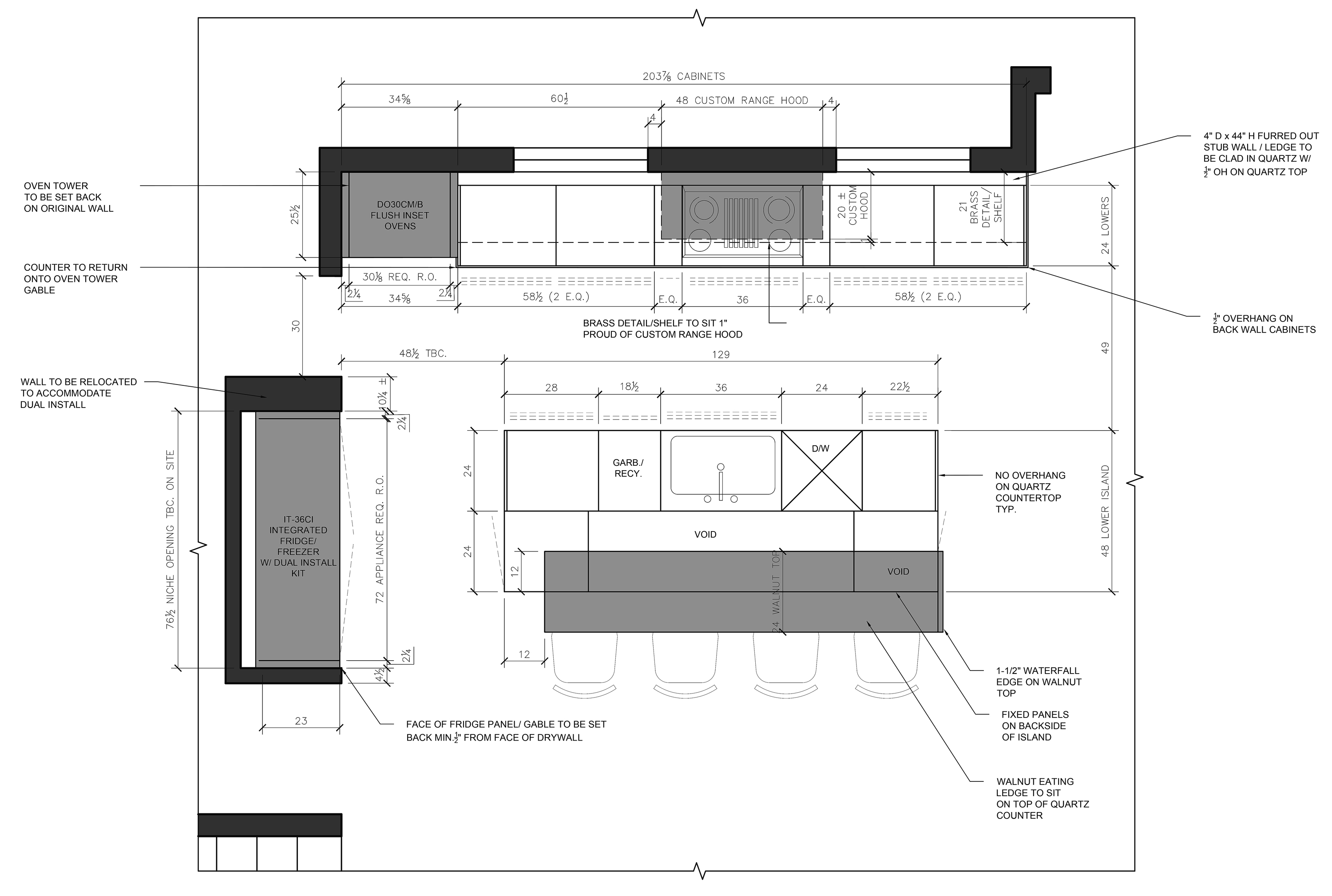 Architectural drawing of a custom kitchen for a new build home in Calgary